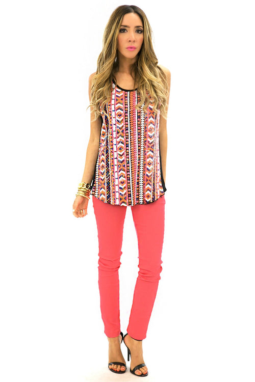 NEON COLOR SKINNY PANT - Coral - Haute & Rebellious