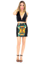 MIRROR PRINT MINI SKIRT - Green - Haute & Rebellious