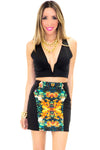 MIRROR PRINT MINI SKIRT - Green - Haute & Rebellious