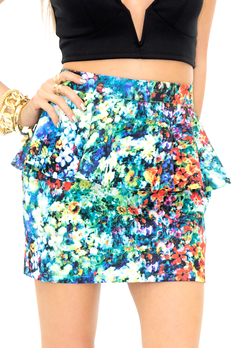 TROPICANA PRINT PEPLUM SKIRT - Haute & Rebellious