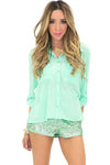 CUTOUT TWO POCKET TOP - Mint - Haute & Rebellious