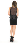 LANA LEATHER MESH CONTRAST PEPLUM DRESS - Haute & Rebellious