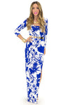 TROPICAL PRINT SLIT DRESS - Blue/White - Haute & Rebellious