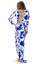 TROPICAL PRINT SLIT DRESS - Blue/White - Haute & Rebellious