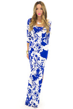 TROPICAL PRINT SLIT DRESS - Blue/White - Haute & Rebellious