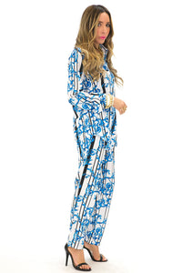 ELEN ELECTRIC PAISLEY SLACKS - Blue - Haute & Rebellious