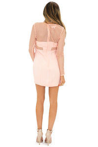 NET CUTOUT BODYCON DRESS - Peach (Final Sale) - Haute & Rebellious