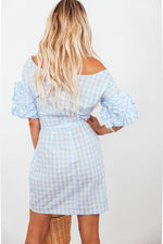 Gingham Wrap Tie Mini Dress