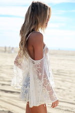 Mia Pom-Pom Lace Bell Sleeve Top - Ivory - Haute & Rebellious