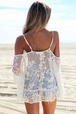 Mia Pom-Pom Lace Bell Sleeve Top - Ivory - Haute & Rebellious