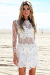 Nallina Long Sleeve Lace Dress - White - Haute & Rebellious