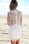 Nallina Long Sleeve Lace Dress - White - Haute & Rebellious