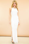 Stella Slit Halter Maxi Dress - White - Haute & Rebellious