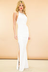 Stella Slit Halter Maxi Dress - White - Haute & Rebellious