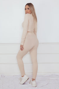 Ribbed Top & Pant Set - Nude