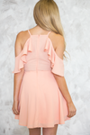 Ruffle Wrap Cutout Shoulder Dress