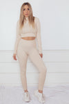 Ribbed Top & Pant Set - Nude