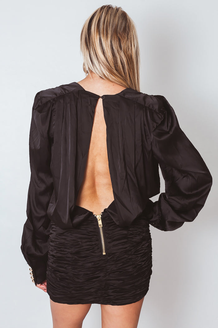 Deep-V Long Sleeve Dress M / Black / C422 Deep-V Long Sleeve Dress M / Black / C422