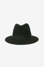 Flat Brim Fedora Wool Hat - Black