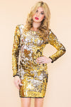 Sasha Metallic Open-Back Sequin Dress - Gold - Haute & Rebellious