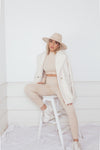 Terry Fur Coat Blazer - Beige