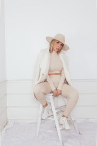 Ribbed Top & Pant Set - Nude