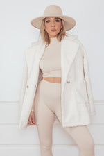 Terry Fur Coat Blazer - Beige