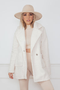 Terry Fur Coat Blazer - Beige