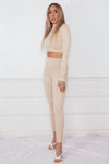 Ribbed Top & Pant Set - Nude