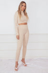 Ribbed Top & Pant Set - Nude