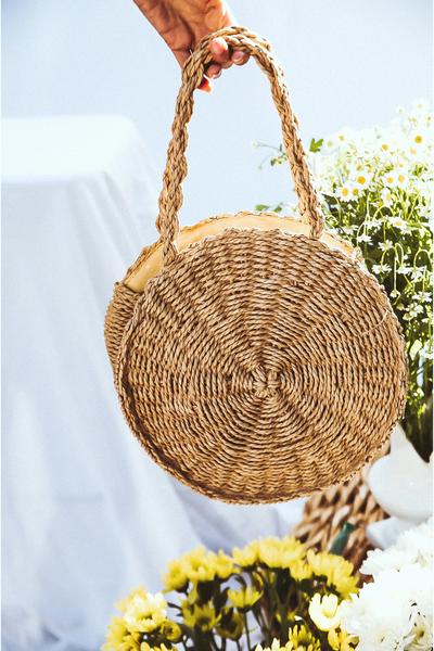 Circle Handle Basket Bag