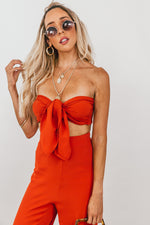Crop Top with Front Tie - Burnt Orange
