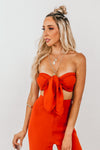 Crop Top with Front Tie - Burnt Orange