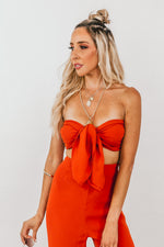 Crop Top with Front Tie - Burnt Orange