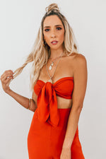 Crop Top with Front Tie - Burnt Orange