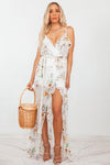 Floral Wrap Maxi Dress with Ruffle - Ivory