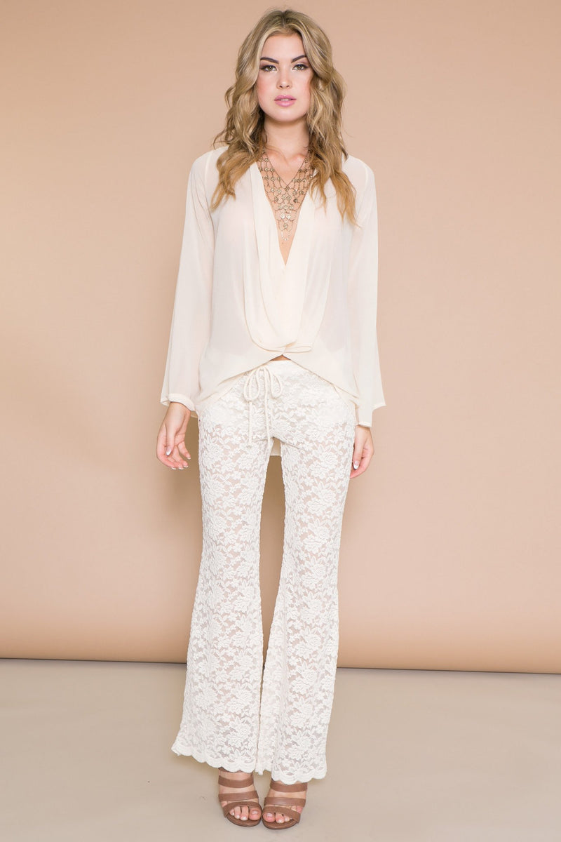 EMMA WRAP CHIFFON BELL SLEEVE BLOUSE - Haute & Rebellious