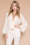EMMA WRAP CHIFFON BELL SLEEVE BLOUSE - Haute & Rebellious