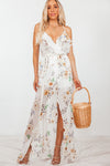 Floral Wrap Maxi Dress with Ruffle - Ivory