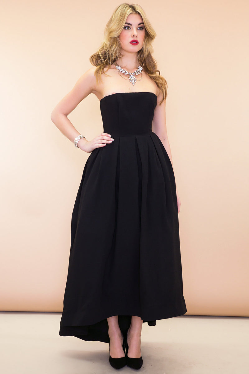 Valentina A-Line High-Low Dress - Black - Haute & Rebellious
