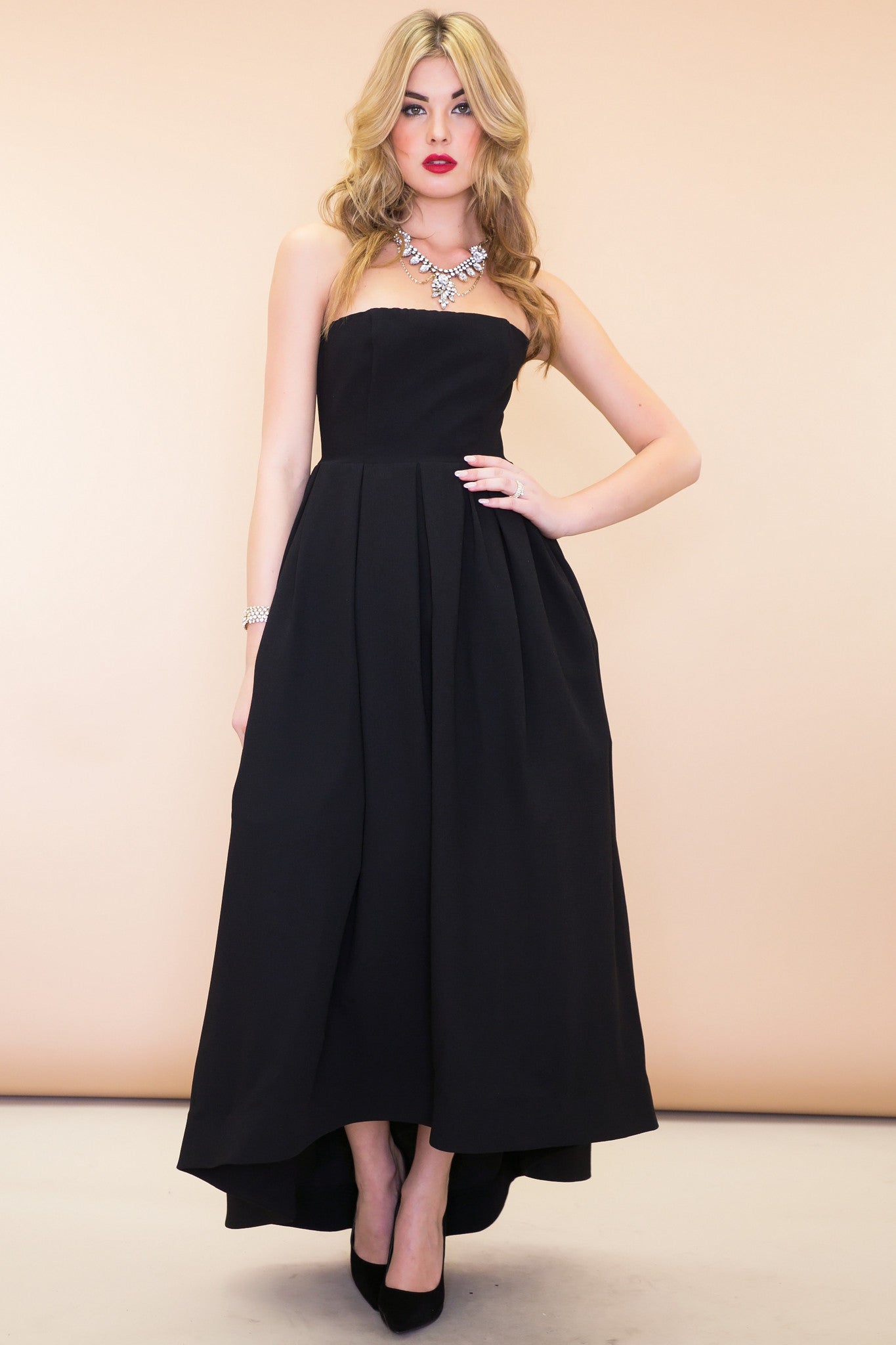 Valentina A-Line High-Low Dress - Black Haute & Rebellious Valentina A-Line High-Low Dress - Black Haute & Rebellious