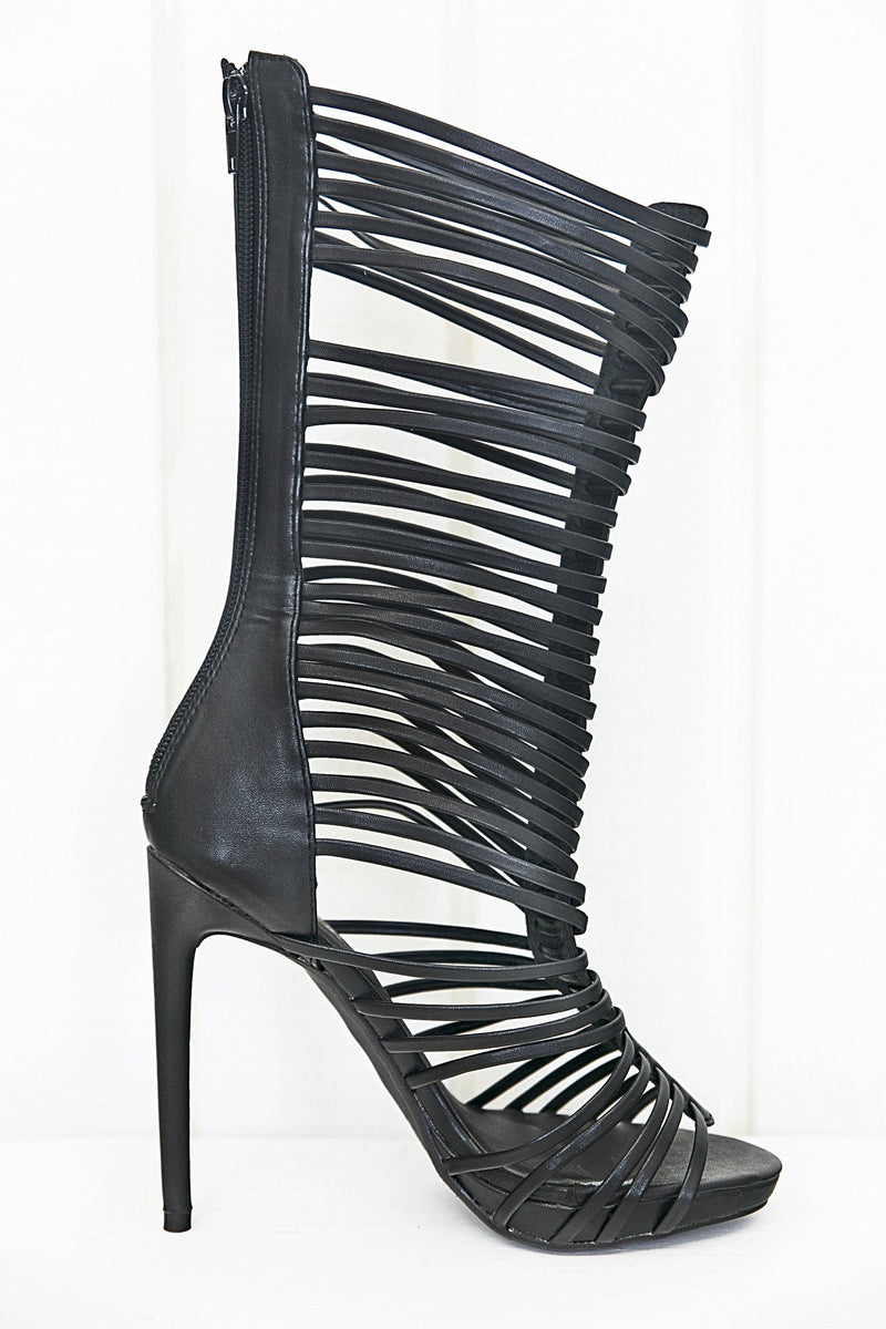 Lana High Strappy Sandal Heel - Black - Haute & Rebellious