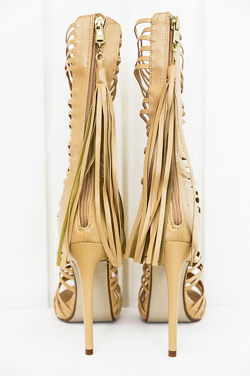 Lana High Strappy Sandal Heel - Natural - Haute & Rebellious
