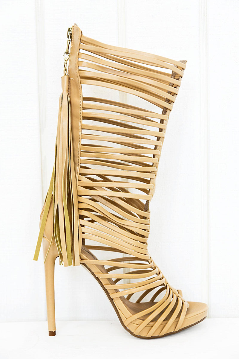 Lana High Strappy Sandal Heel - Natural - Haute & Rebellious