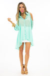 SHOULDER CUTOUT BLOUSE - Mint - Haute & Rebellious