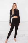 Ribbed Top & Pant Set - Black