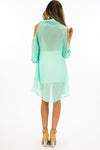 SHOULDER CUTOUT BLOUSE - Mint - Haute & Rebellious