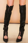 Aster Knee-High Lace-Up Heel Boot - Haute & Rebellious