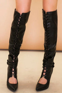 Aster Knee-High Lace-Up Heel Boot - Haute & Rebellious