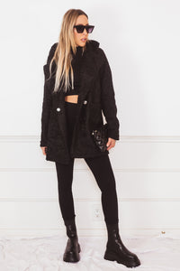 Terry Fur Coat Blazer - Black